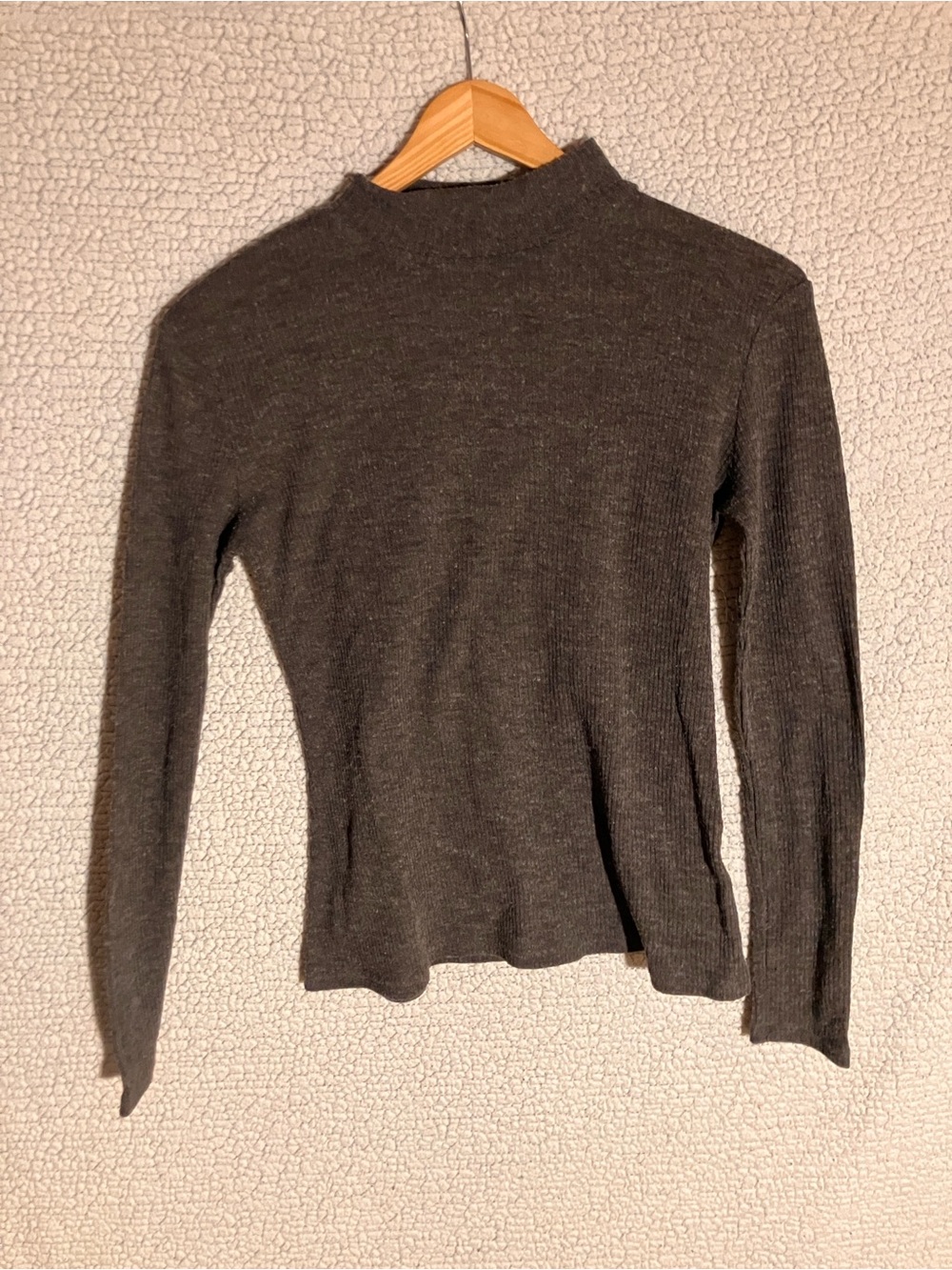 Women's Mock Neck Long Sleeve Top - Charcoal